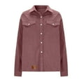 thumbnail image 6 of TKLPEHG Womens Shirts Long Sleeve Corduroy Bottun Up Shirts with Pocket Ladies Tops Solid Color Soft Spring V-Neck Lightweight Shirt (Red,S), 6 of 9