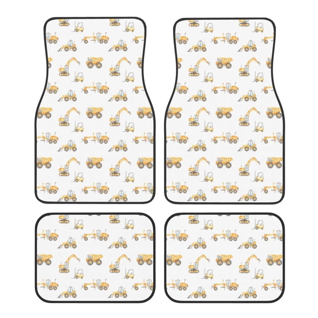 Kdxio Dump Truck Print Car Floor Mats Universal SUV Front Rear Floor Foot Mats 4-Piece Full Set with Non-Slip Rubber Backing Car Accessories for Most Cars