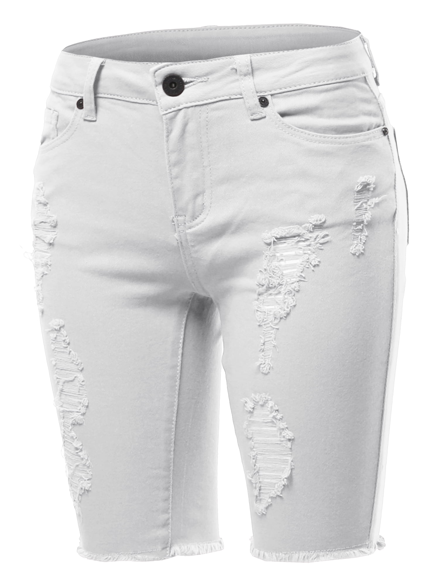 distressed white bermuda shorts