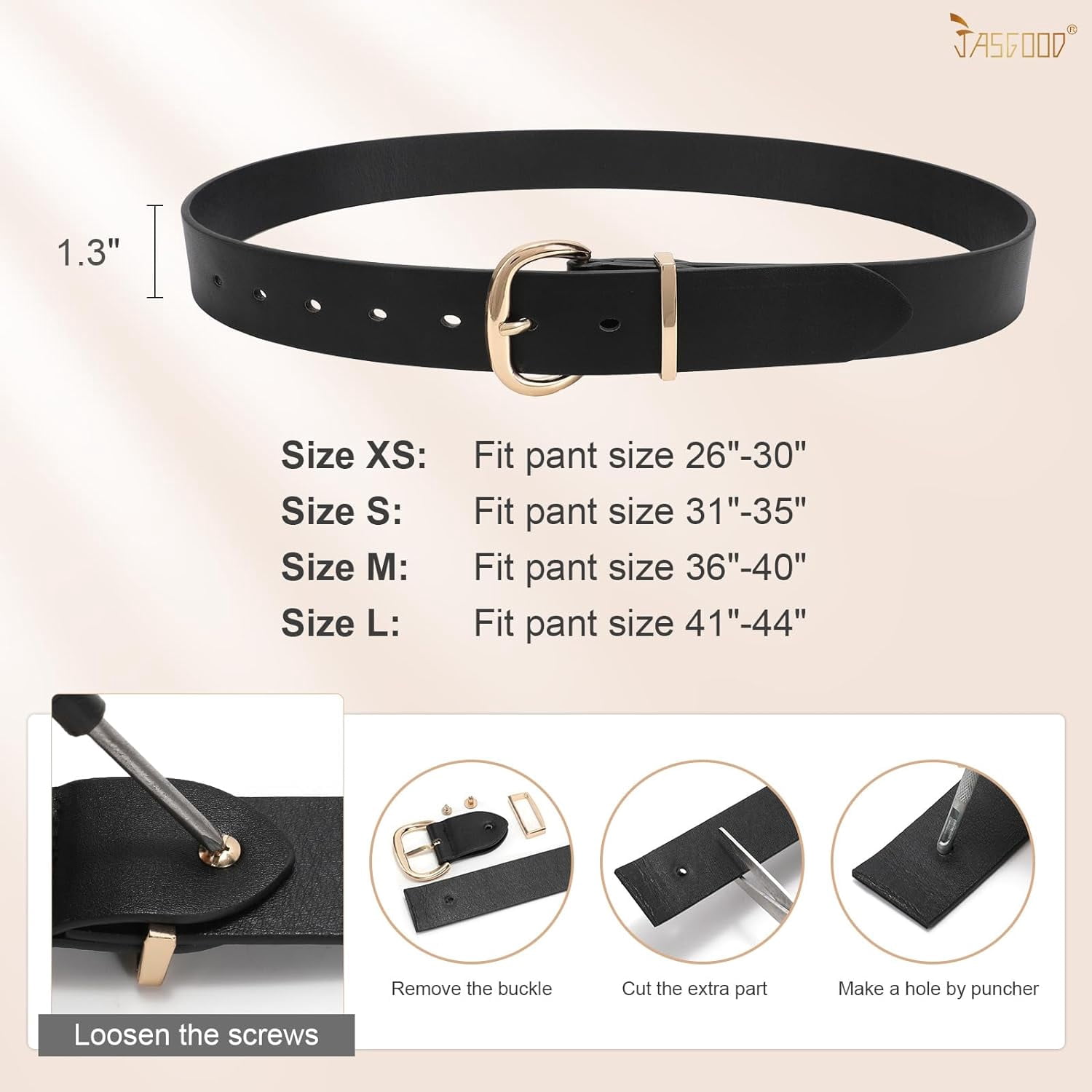 Women Leather Belt for Jeans Pants Gold Buckle Lady Casual 