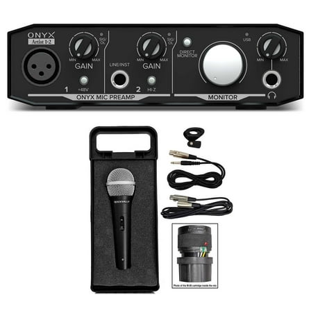 Mackie Onyx Artist 1.2 2x2 USB Recording Studio Interface Microphone Cable Case