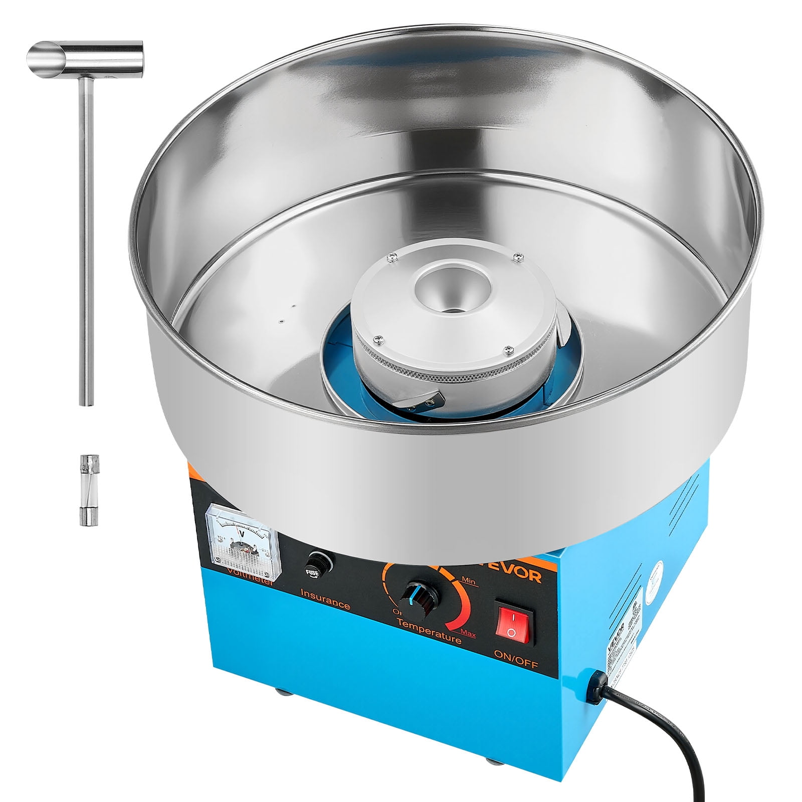 VEVOR Cotton Candy Machine Commercial, 1000W Electric Candy Floss Maker, Easy Use with 15 inch Stainless Steel Bowl and Sugar Scoop, Makes Hard Candy for Home Kids Birthday, Family Party, Blue