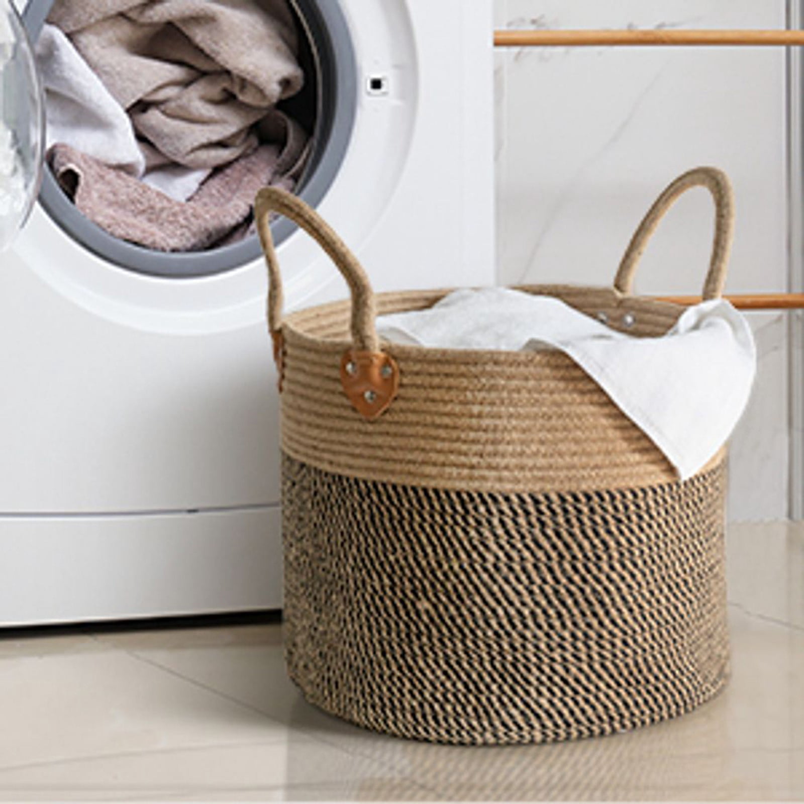 Giyblacko Cotton Rope Basket Cotton Rope Woven Storage Basket Foldable Storage Basket With Handles Portable Laundry Basket For Storage Baby Clothes Hamper 10x 10inch