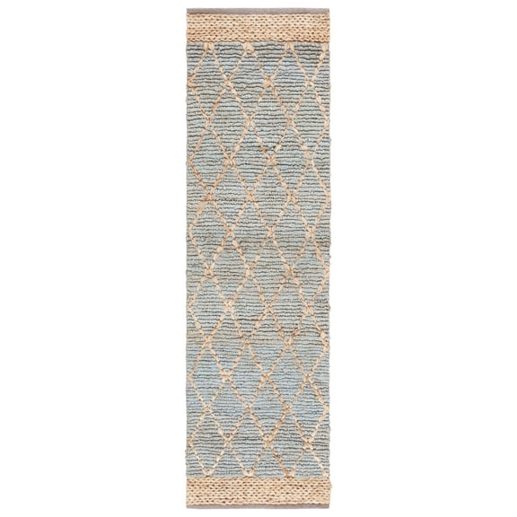 SAFAVIEH Natural Fiber Ingram Geometric Runner Rug, Light Blue, 2'6" x 8'