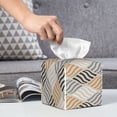 thumbnail image 6 of Lsque Geometric Printed Tissue Box Cover Holder, Facial Paper Organizer Dispenser,Square with Bottom Belt, PVC Leather Decorative Organizer, 6 of 8