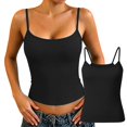 thumbnail image 5 of Adjustable Straps Camisole Shirts Ladies Built in Detachable Pads Breathable Soft Fabric Sleeveless Tops for Office Daily Walking Relax Time Lightweight Day Wear Top (Black,XL), 5 of 8