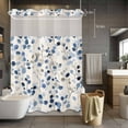 thumbnail image 5 of Blue Leaves No Hooks Shower Curtain with Snap-in Liner Watercolor Leaf Farmhouse Country Style Shower Curtains for Bathroom, Waterproof, Easy Install, Washable 72"x96", 5 of 9