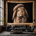 thumbnail image 6 of Lop Rabbit Portrait With Beanie and Bow Cozy Illustration Style for Rabbit Lovers Whimsical Wall Decor Housewarming Gift Tapestry Wall Hanging for Bedroom and Nursery, 6 of 7