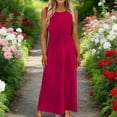 thumbnail image 2 of aohooy Summer Dresses for Women 2026 Maxi Tank Dresses Crew Neck Empire Waist Long Flowy Pleated A Line Sleeveless Sundresses Hot Pink,XL, 2 of 6