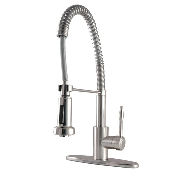 Kingston Brass GSY8888NKL Nustudio Single-Handle 1-or-3 Hole Deck Mount Pre-Rinse Kitchen Faucet in Brushed Nickel