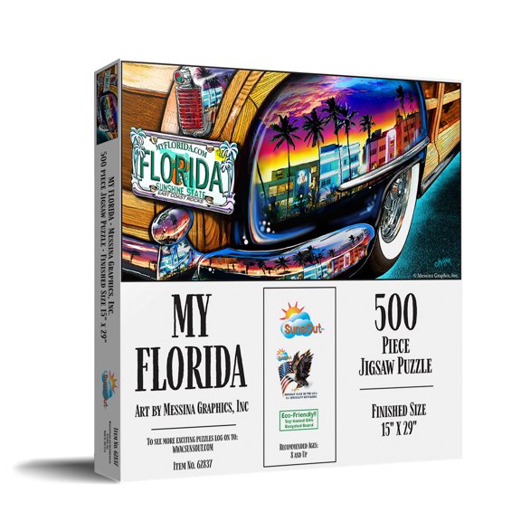 SUNSOUT INC - My Florida - 500 pc Jigsaw Puzzle by Artist: Messina Graphix, Inc - Finished Size 15" x 29" - MPN# 62837