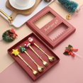 thumbnail image 4 of Juego de cucharas navideñas de acero inoxidable con tema de árbol, Papá Noel y estrella. Cucharas para remover café. Utensilios de cocina festivos con caja de regalo, 4 of 7