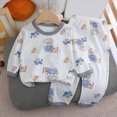 thumbnail image 2 of Gibobby Toddler Boys Pajamas Boy Fall Winter Sleepwear Pjs Set 1t 2t 3t 4t 2PC Pajamas Round Neck Long Sleeve Top And Pants Loungewear Set For Toddler Boy Kid Sleepwear,Light Purple,Size 4-5 Years, 2 of 4