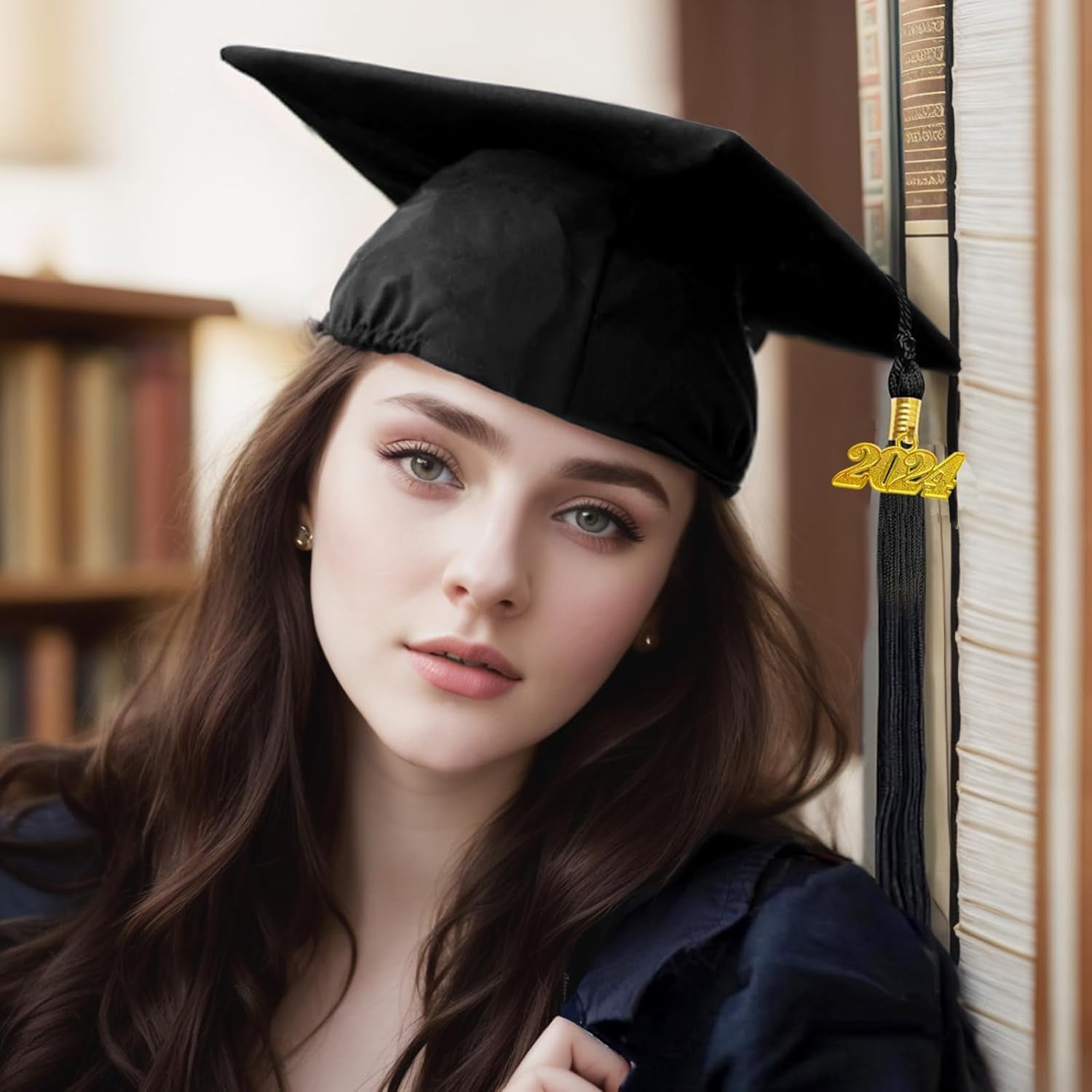 Graduation Cap Headband, Secure Grad Cap Upgrade Insert Hairband, Protect Hairstyle Hat Accessories for Graduates Gift, Class of 2026(Black 1pcs)