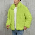 thumbnail image 4 of Mens Faux Fur Jacket Fluffy Furry Zipper Coats Lapel Collar Long Sleeve Outerwear Winter Warm Cardigans (XXL, Green), 4 of 7