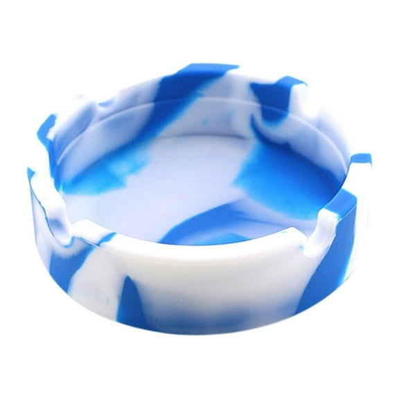 Silicone Ashtray Camouflage Dark Blue and White,1X Ashtray,Silicone Rubber High Temperature Heat Resistant Round Design Ashtray