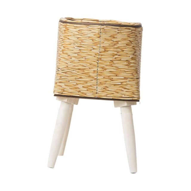 Almencla Plant Basket with Legs Imitation Rattan Basket Gift Simple Flower Pot Floor Flowerpot for Dining Room Restaurant Balcony Cafe Yellow 33x16cm 4 Leg