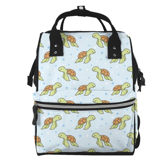 Disketp Cartoon Sea Turtle Mochila de Pañales de Gran Capacidad con Múltiples Bolsillos, Mochila de Viaje Multifuncional para Bebé, Unisex, Moderna y Resistente