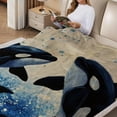 thumbnail image 2 of FCXZI Durable Soft Flannel Blanket Orca Whales Ocean Bubbles 50*60in, 2 of 7