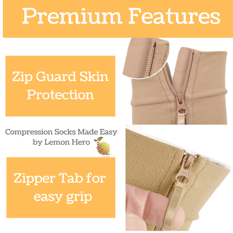 Zipper Compression Socks 2 Pair Zip Guard Skin Protection Open Toe  Compression