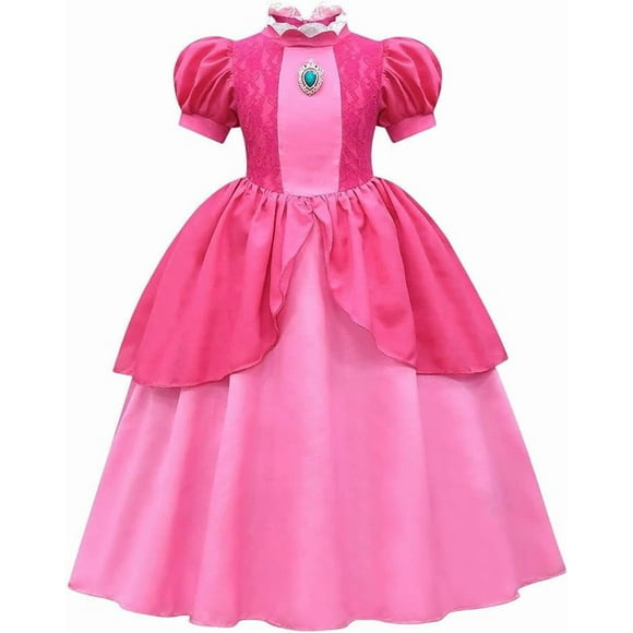Disfraz de princesa Peach de Super Bros. Mario y Luigi para niñas, disfraz de cosplay para niños, disfraces con accesorios