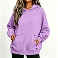 thumbnail image 4 of Nowekniz Women Oversized Drop‑Shoulder Fleece Hoodie Pullover Sweatshirt, Soft‑Touch Top With Large Kangaroo Pocket, Solid Color Casual Fall Daily Outfits, 4 of 7