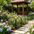 thumbnail image 4 of Summercome Leaves Decorative Garden Fence, 16.5''H x 11.8''W Animal Barrier Border Butterfly Flower Design Metal Arch Garden Fence Border for Spring Outdoor Patio Yard Landscape Decoration, 4 of 6
