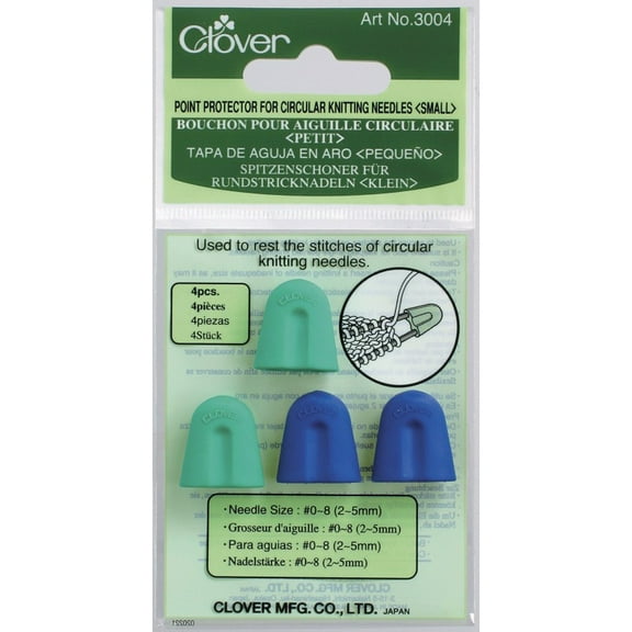 Clover Point Protectors, For Circular Knitting Needles, Sizes 0 and 8, 4-Pack