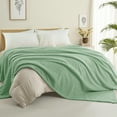 thumbnail image 2 of Exclusivo Mezcla Queen Size Flannel Fleece Blanket, Super Soft Jacquard Bed Blanket, Lightweight Fuzzy Warm for All Seasons, 90x90 Inches, Sage Green, 2 of 8
