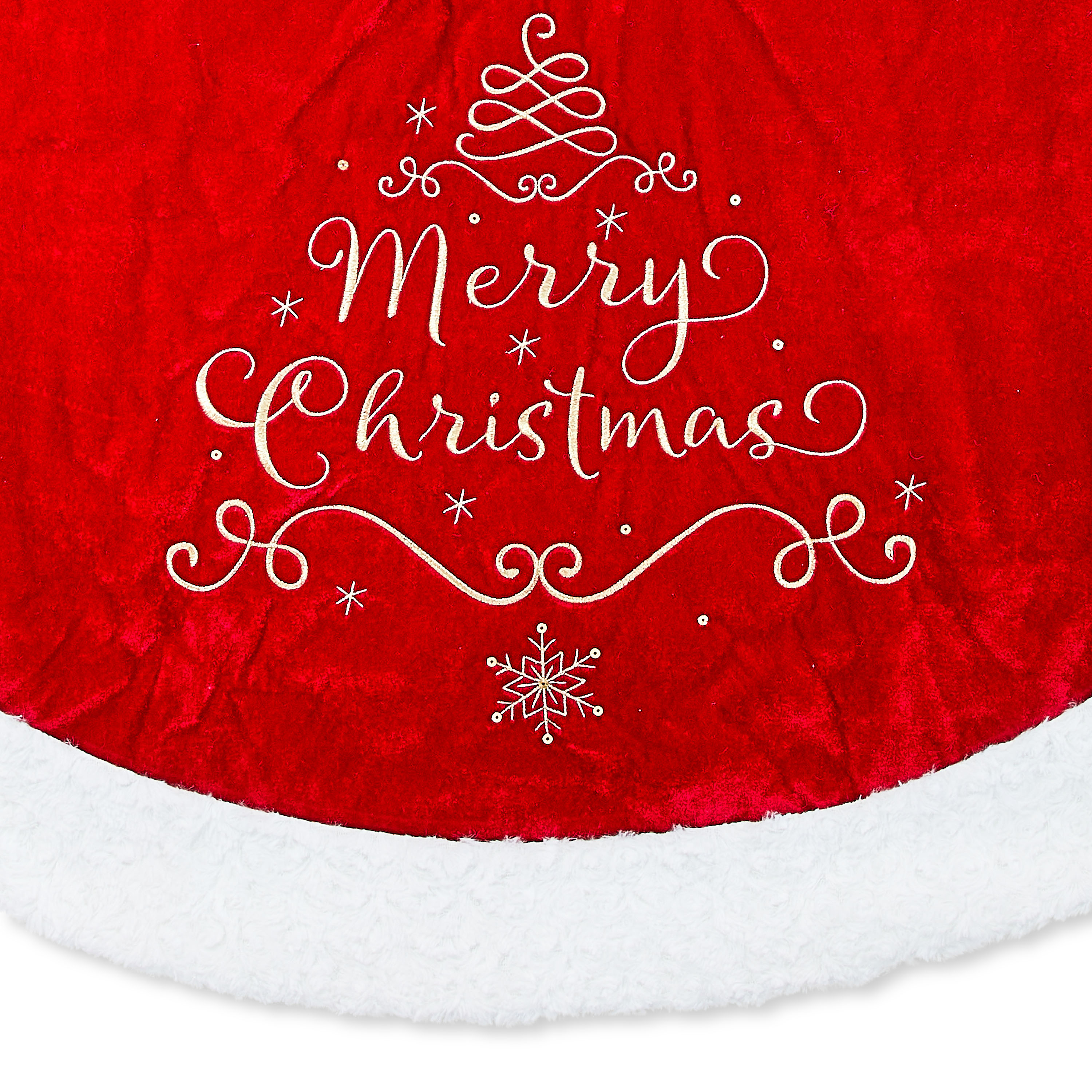 Burgundy Velvet Christmas Tree Skirt, 48" Diameter, by Holiday Time