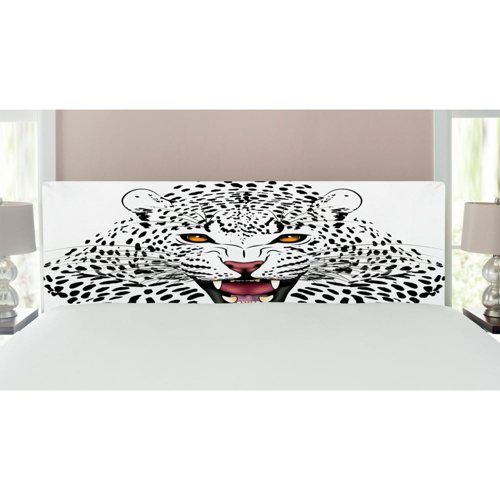 Safari Headboard, Leopard Illustration Predator Angry Silhouette