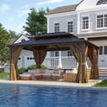thumbnail image 1 of Clouddwell Pavillon à Toit Rigide 12 Pieds X 16 Pieds - Toit Double en Polycarbonate avec Moustiquaire et Rideaux pour Patio, Jardin, Protection Solaire, Brun, 1 of 5