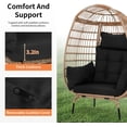 thumbnail image 2 of YRLLENSDAN Egg Chair Indoor Outdoor Egg Basket Lounge Chair Rattan Chair Steel Frame Oversized Indoor Outdoor Lounger with 4 Comfort Cushion and Stand,352lb Capacity for Patio Garden Living Room，Black, 2 of 7