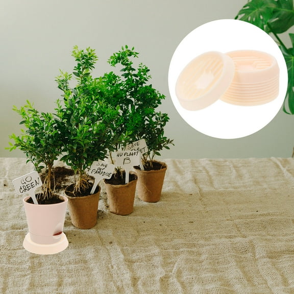 OUNONA 10pcs Round Succulents Drip Trays 4 Inch Plastic Plant Saucer Planter Dish Beige Base Plates for Pots Size S