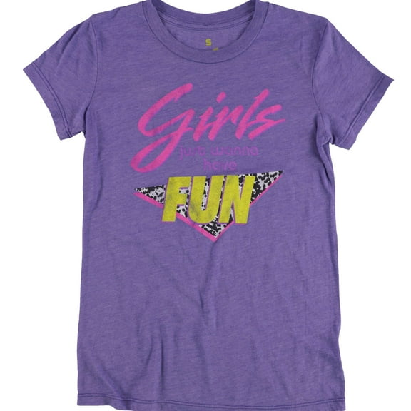 Local Celebrity Womens Girls Just Wanna Graphic T-Shirt, Purple, Small
