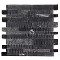 thumbnail image 4 of The Tile Life Cosmos Brick 12" x 12" Black Glass Mosaic Wall Tile, 1 Sheet, 4 of 7