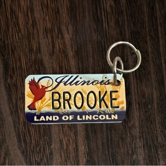 BROOKE Name Keychain License Plate Illinois Land of Lincoln Great Gift 2” New