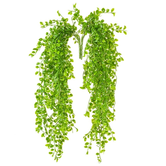 Vickerman 31" Artificial Green Mini Leaf Hanging Bush, 2/pk