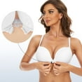 thumbnail image 2 of YANDW Racerback Front Closure Bra for Women Padded Add 2 Cups Lace T-Shirt Bras Underwire Plunge, White 38E, 2 of 6