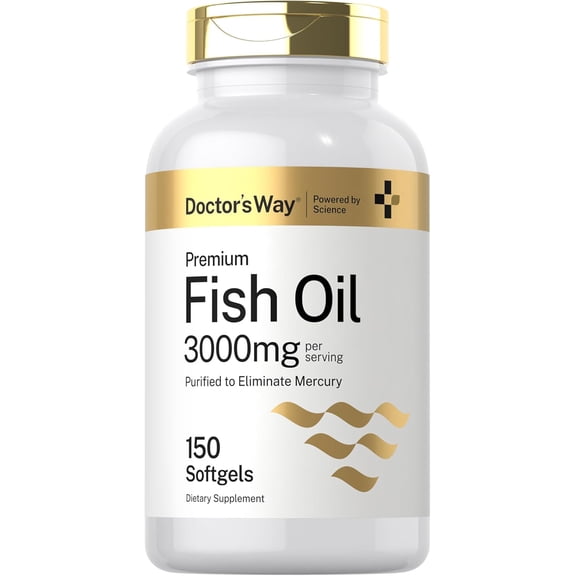 Fish Oil 3000mg | 150 Softgels | Omega 3 Supplement | Non-GMO, Gluten Free | by Doctor's Way