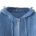 thumbnail image 3 of EFINNY Women's Casual Zipper Hooded Fringed Knitted Cardigan Knitted Sweater Jacket, 3 of 6