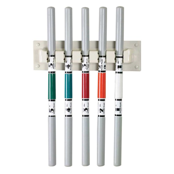 Wall rack for exercise weight bars, 5 bar vertical