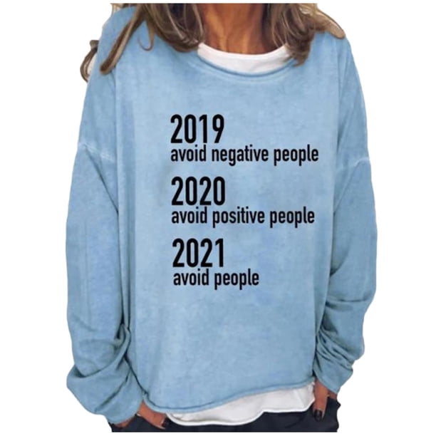 Sudadera de gran tamaño con estampado de letras y texto divertido para mujer, cuello redondo, manga larga, suelta, blusa individual Fridja hkj1699