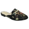 Paprika women Backless shoes PrinceTown Loafer Slippers Mule Slide Buckled slip on GARSON Black Floral 5.5