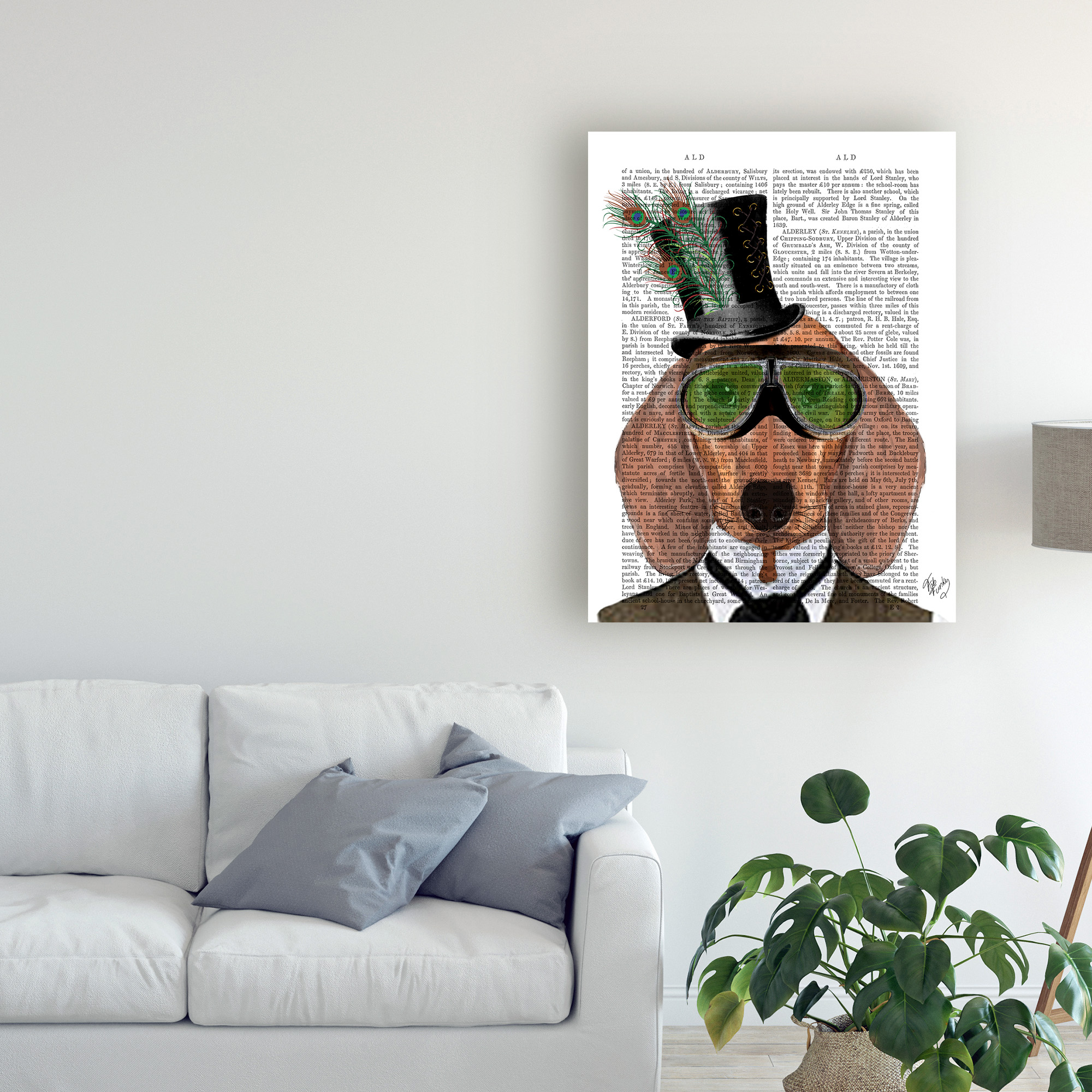 Trademark Fine Art 'Dachshund, Green Goggles Top Hat' Canvas Art by Fab Funky