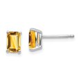thumbnail image 1 of 14k White Gold 6x4mm Emerald Cut Citrine Earrings, 1 of 1