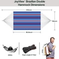 thumbnail image 2 of Hamaca Doble Brasileña JoyView 220x150cm con Rayas Azules, Capacidad 204kg, 2 of 7