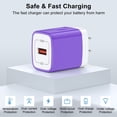 thumbnail image 7 of USB Fast Charger Block, 3PACK QC 18W Charging Block with 10FT USB C Cable Type C Cable Cord USB A to Usb C Cable, USB Wall Charger Plug Type C Charger Quick Android Charger USB Plug Adapter[Purple], 7 of 7