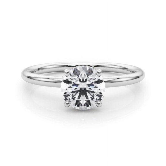 Amor Jewel 14K White Gold Plated Rings Gifts - 2 Ct Round Cut Diamond Rings - White Diamond Engagement Wedding Rings for Women's - Hidden Halo Rings for Her - Daily Wear Diamond Rings for Women's
