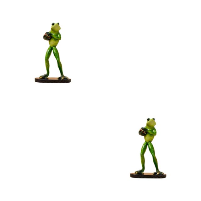 fashionhome Home Decoration With Stylish Frog Ornament Green Gift Choice Garden Decor Rugby Frog 2Set